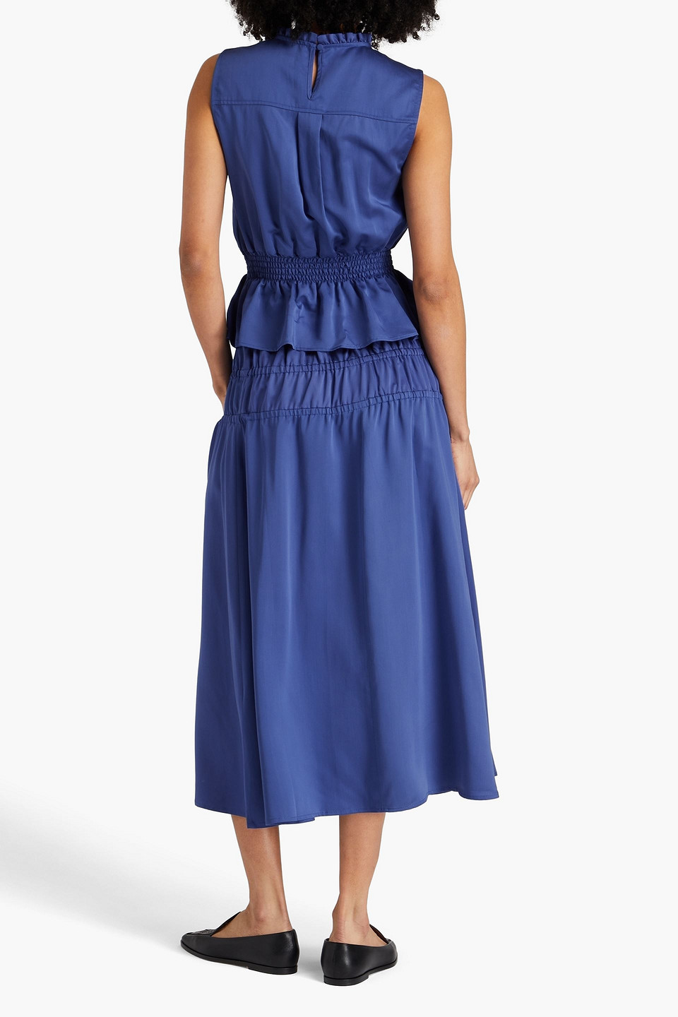 E.L.V. DENIM X THE OUTNET THE SHIRRED LYOCELL-BLEND TWILL TOP