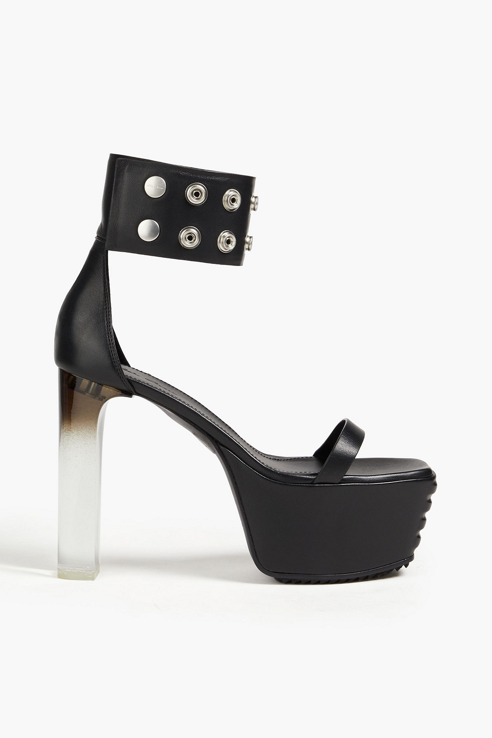 Shop Rick Owens Luxor Eyelet-embellished Leather Platform Sandals In Black