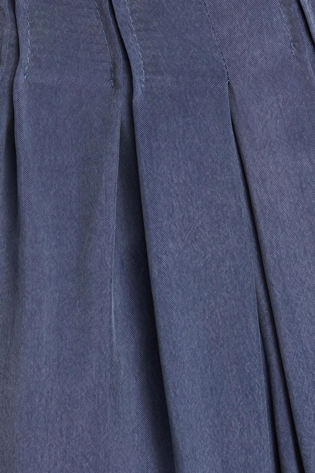 EMPORIO ARMANI 핀턱 디테일 워시드 트윌 테이퍼드 팬츠