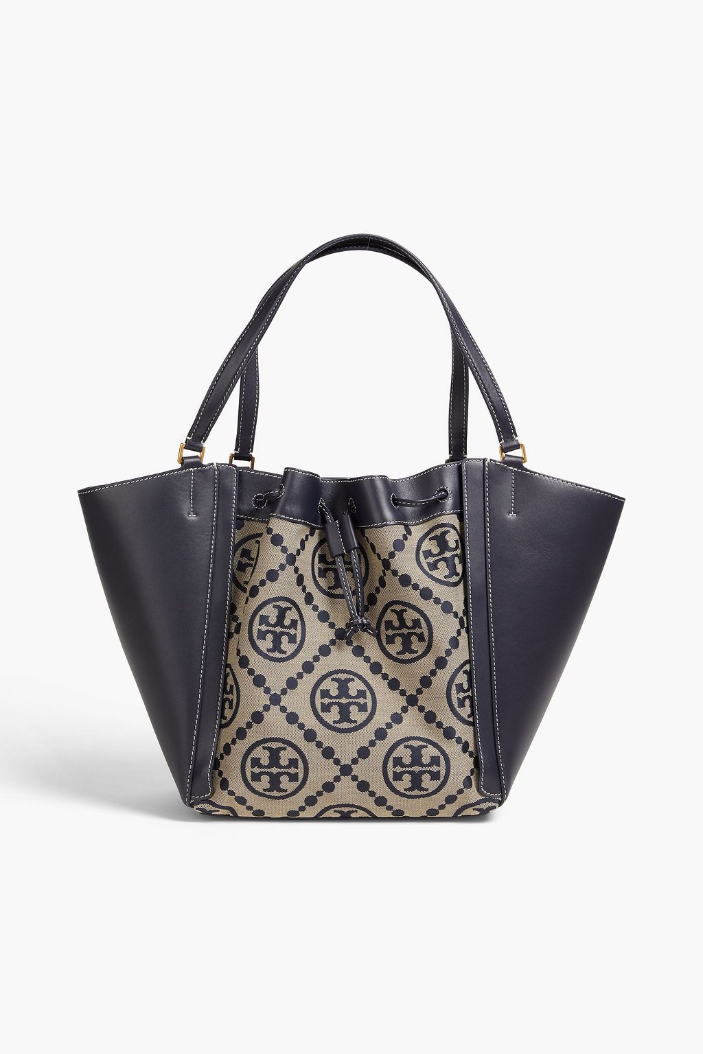 TORY BURCH Jacquard-paneled leather tote | THE OUTNET