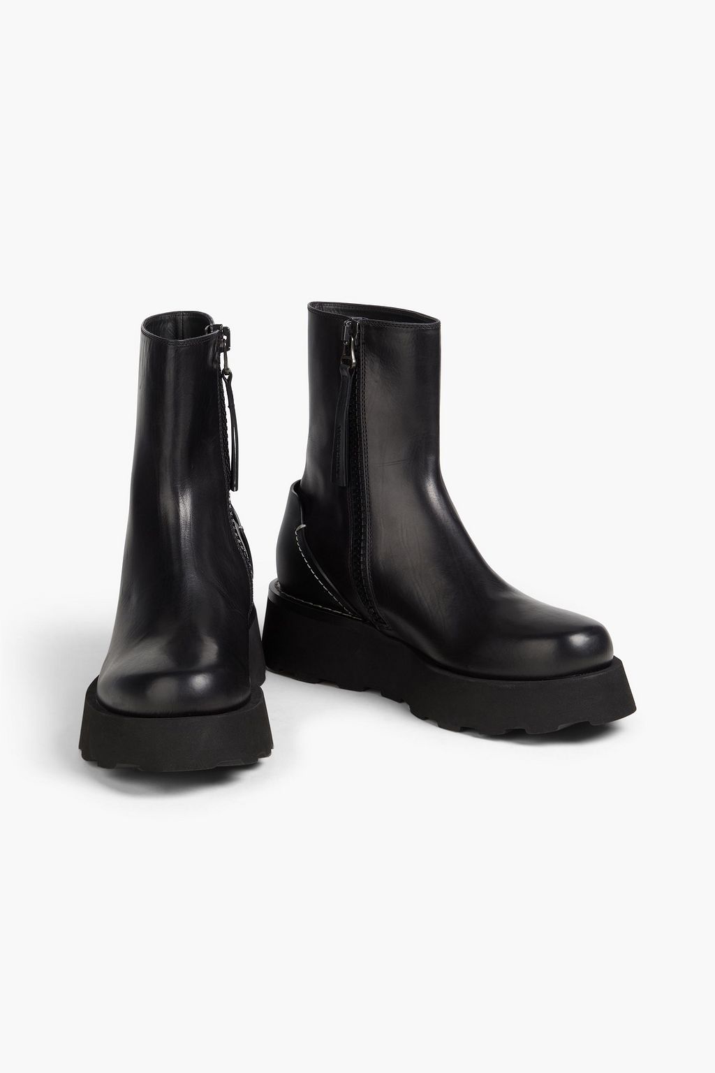 EMPORIO ARMANI Leather platform boots