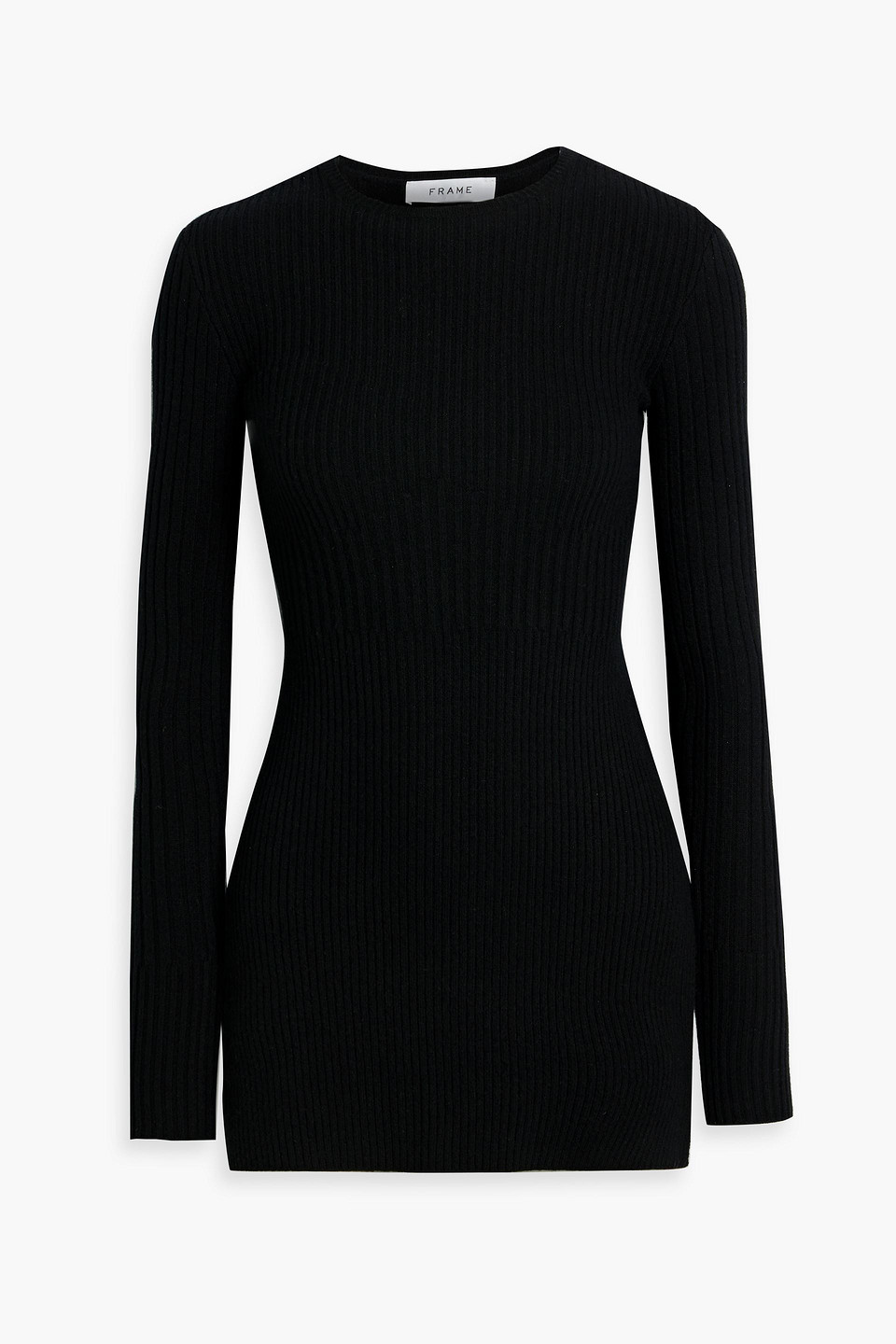 Frame Ribbed Cashmere-blend Jumper In Black