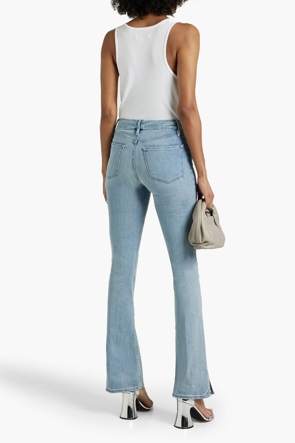 FRAME Le Super High Mini Boot high-rise distressed bootcut jeans