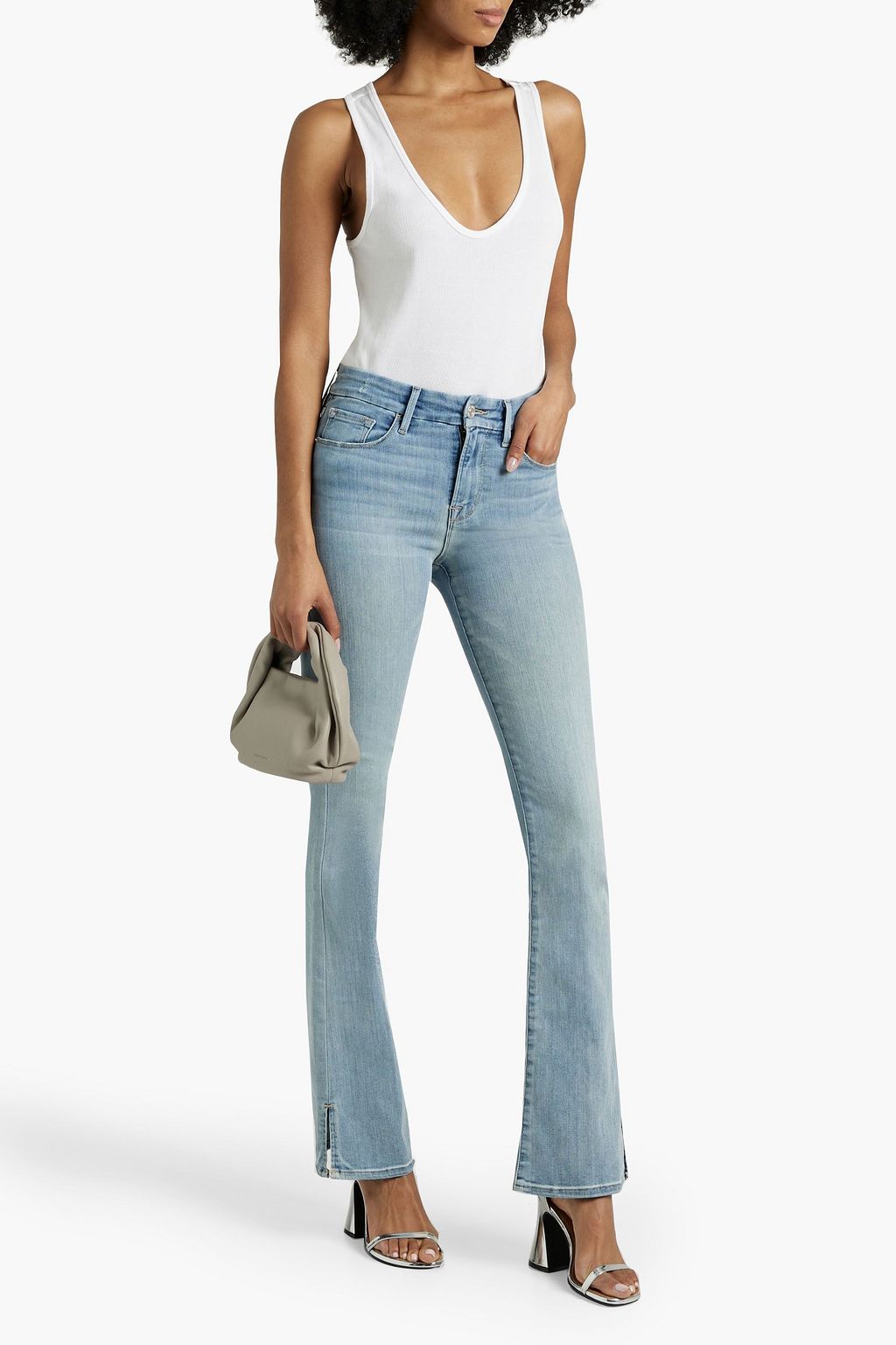 FRAME Le Super High Mini Boot high-rise distressed bootcut jeans