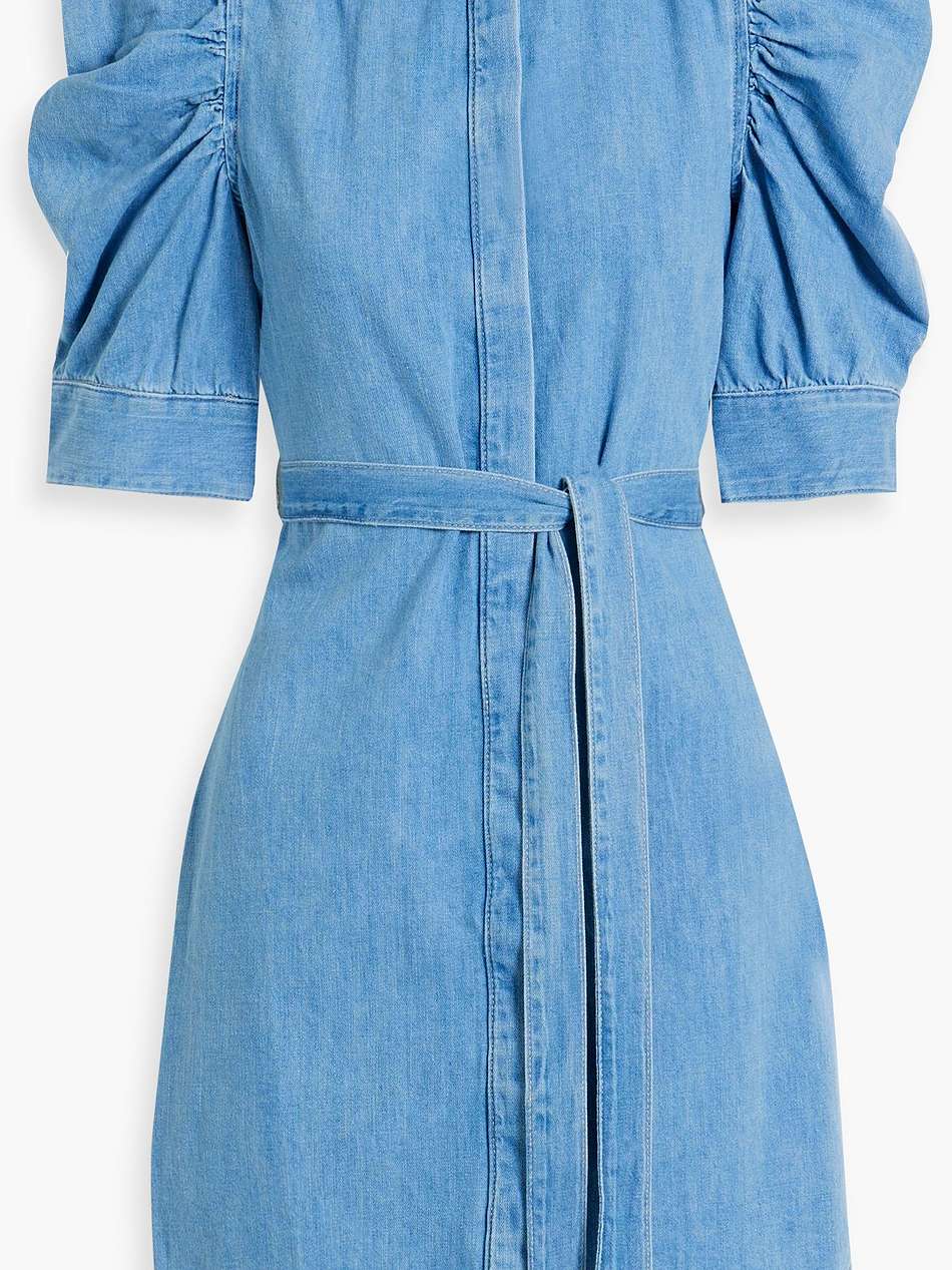 ruched denim mini dress