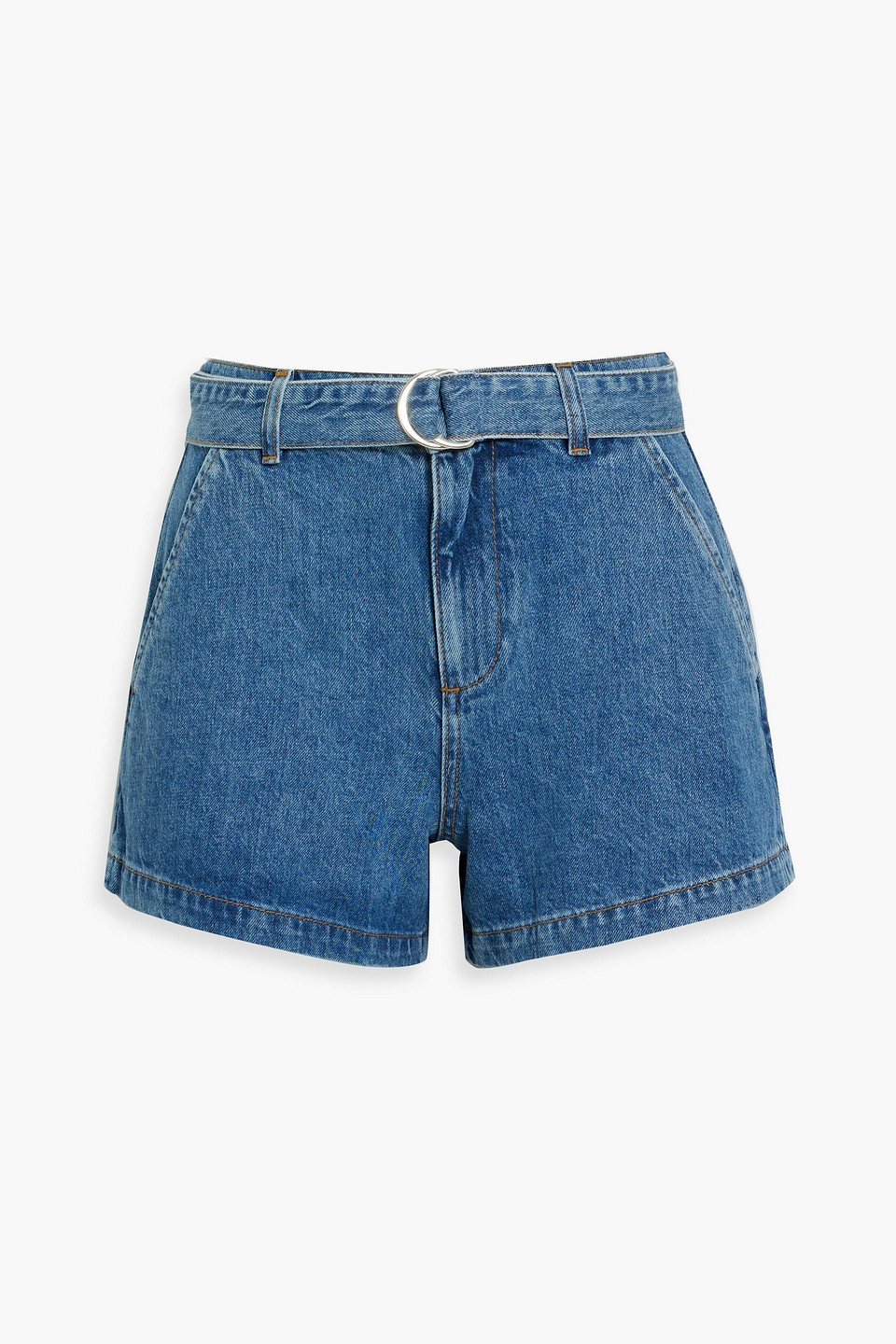 Belted denim shorts