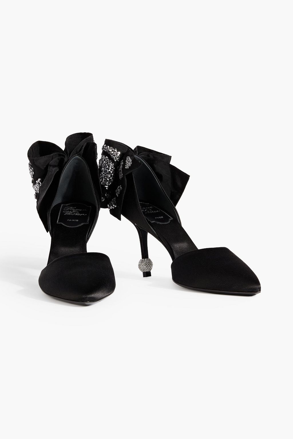 ROGER VIVIER حذاء بامب مصنوع من الساتان بتصميم مزركش ومزين بربطة على شكل فراشة