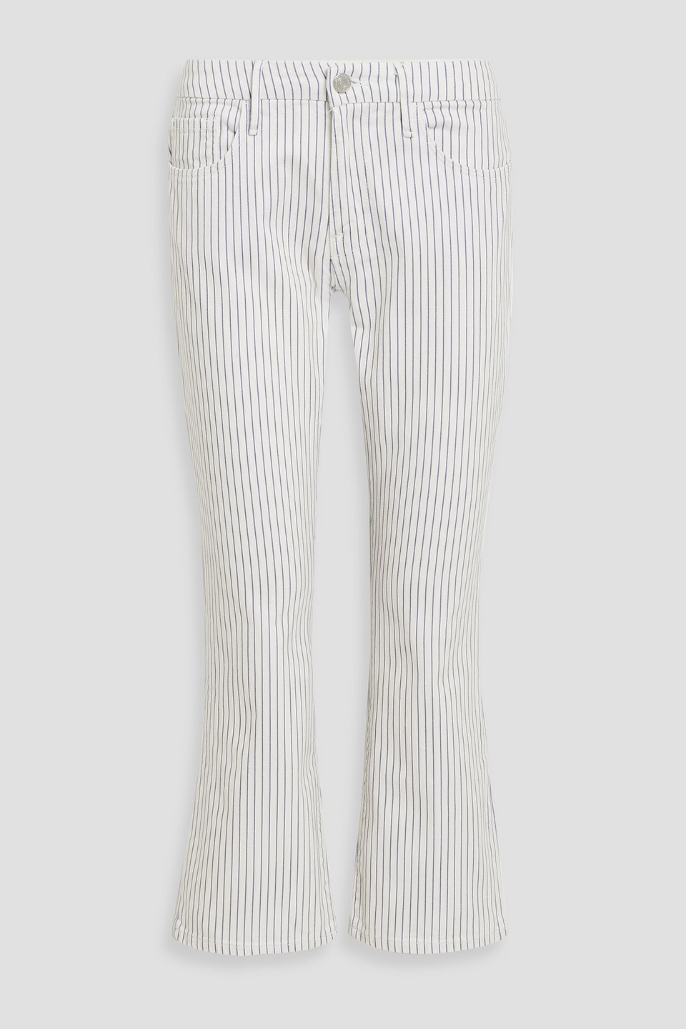 Frame Le Crop Mini Boot Striped Mid-rise Bootcut Jeans In White