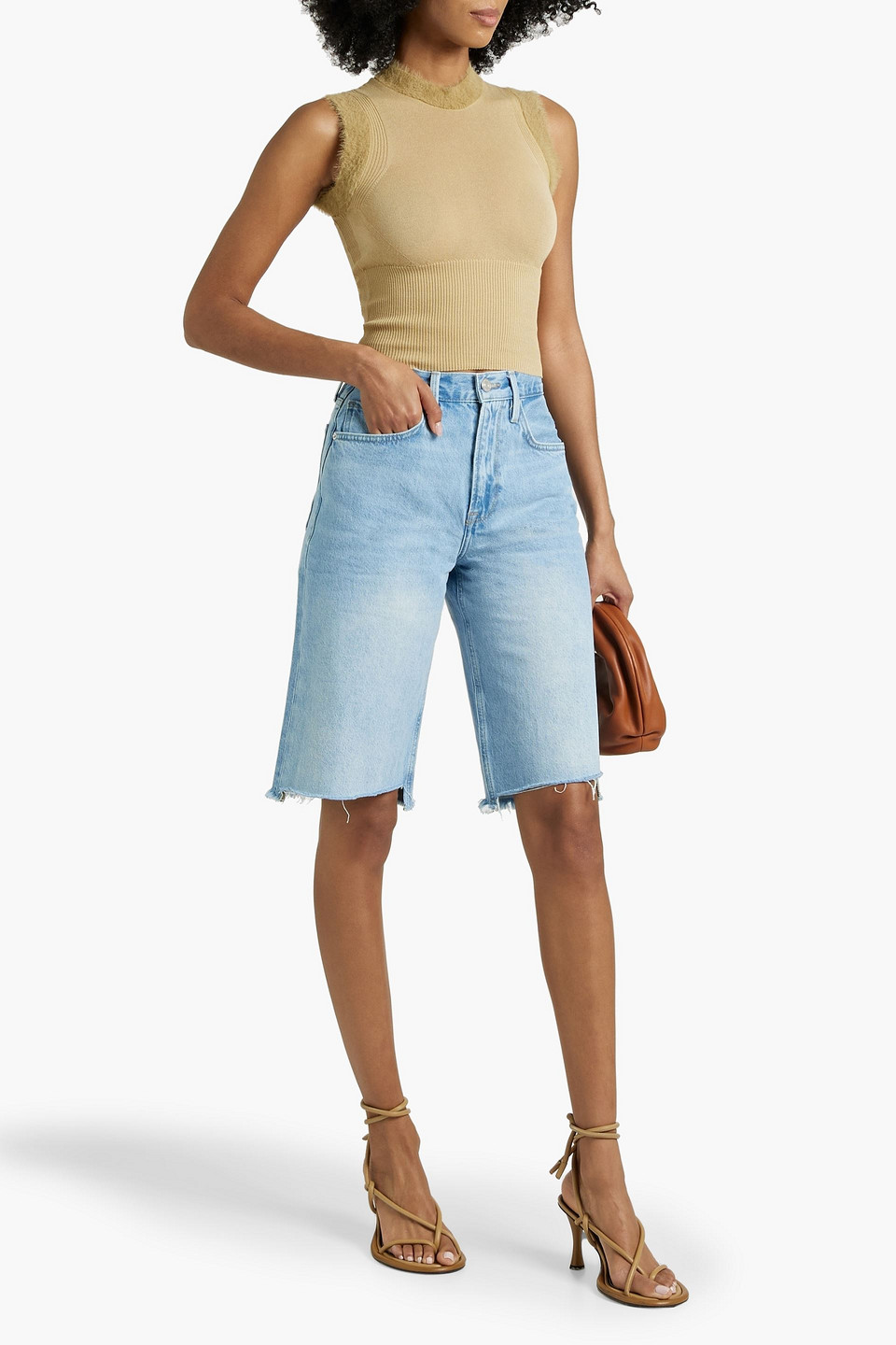 Shop Frame Denim Shorts In Light Denim