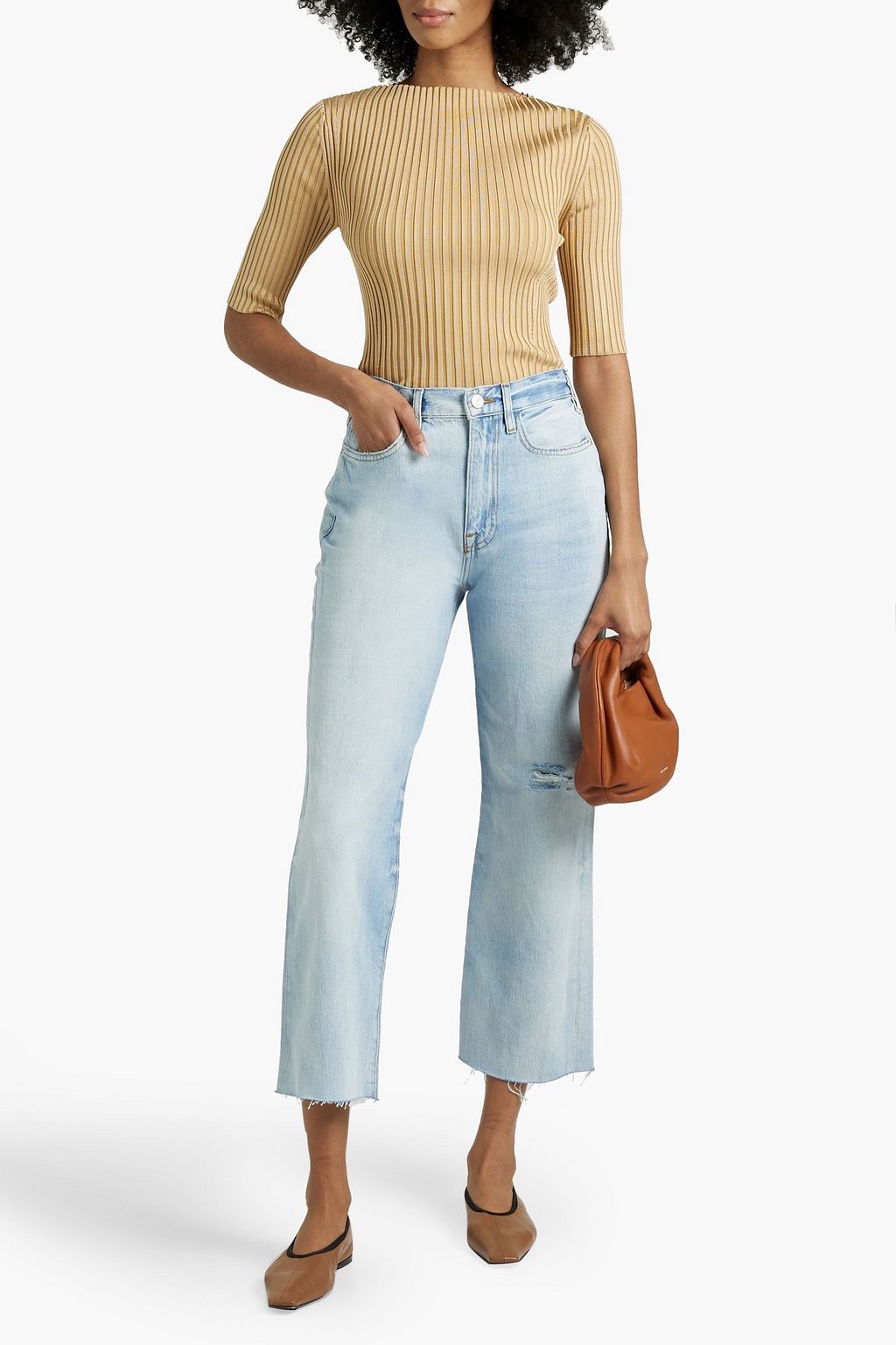 FRAME Le Jane distressed high-rise straight-leg jeans