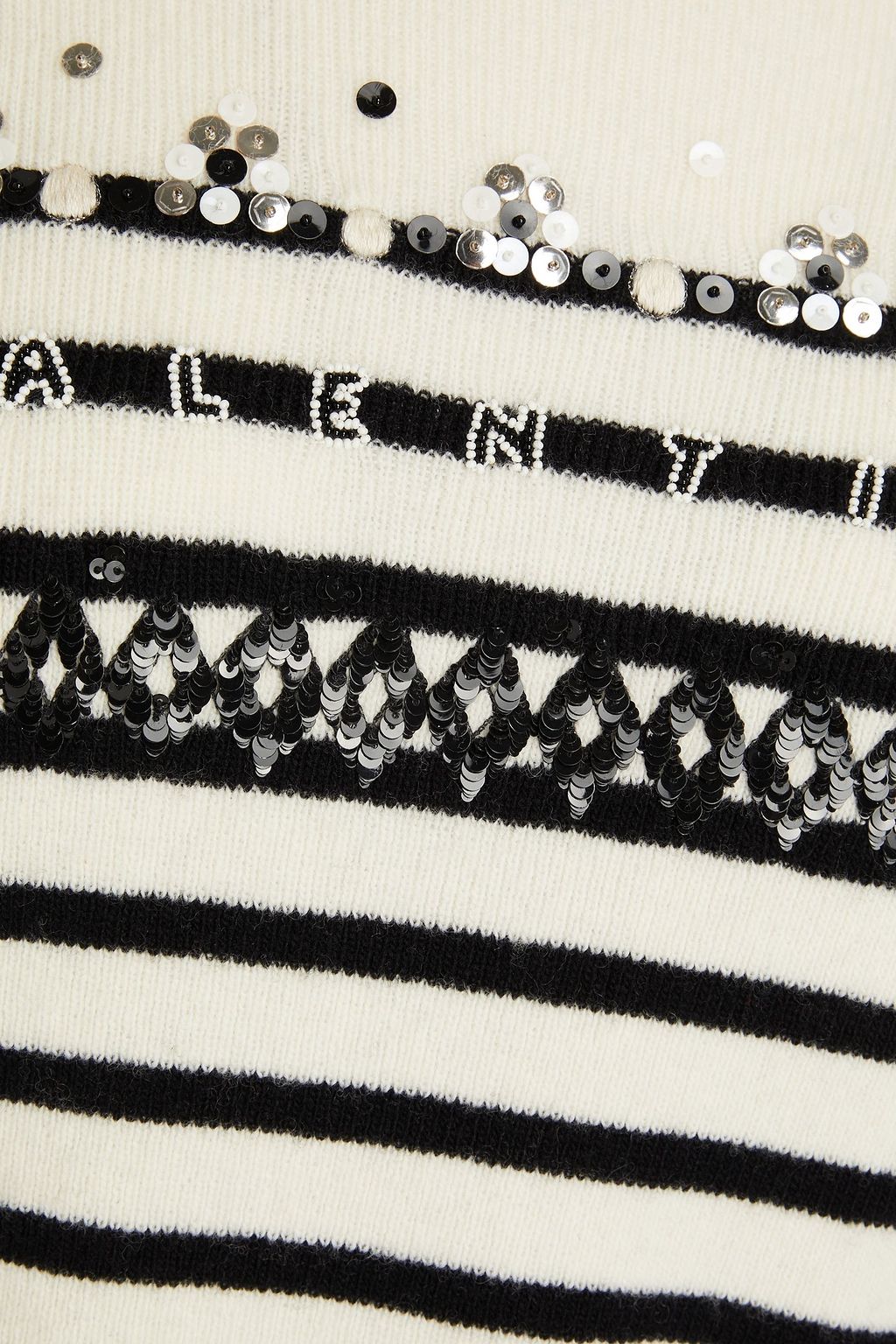 VALENTINO GARAVANI Embellished striped wool sweater