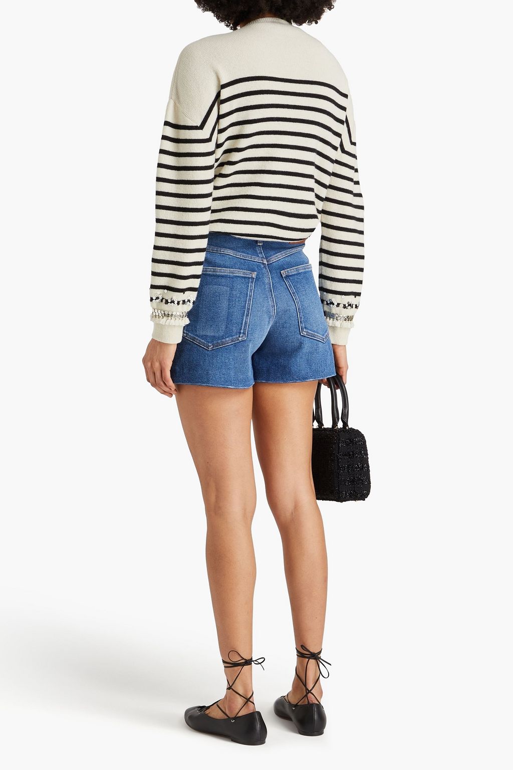 VALENTINO GARAVANI Embellished striped wool sweater