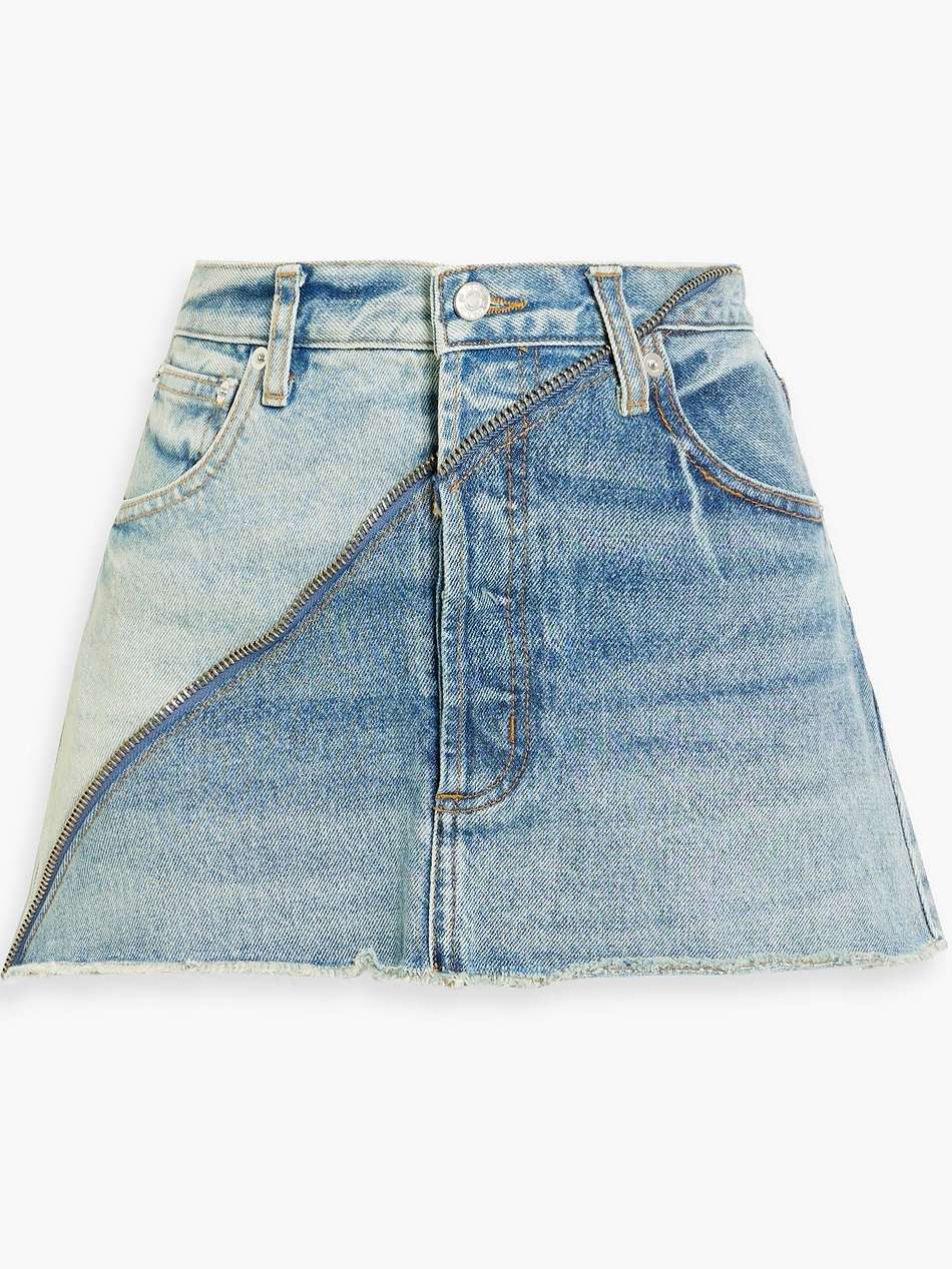gemini zip-detailed denim mini skirt