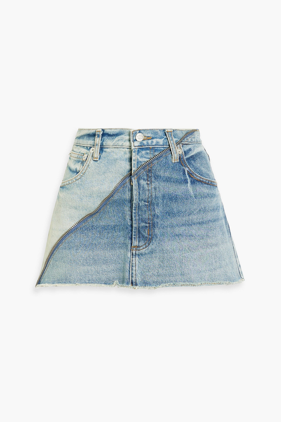 Gemini zip-detailed denim mini skirt