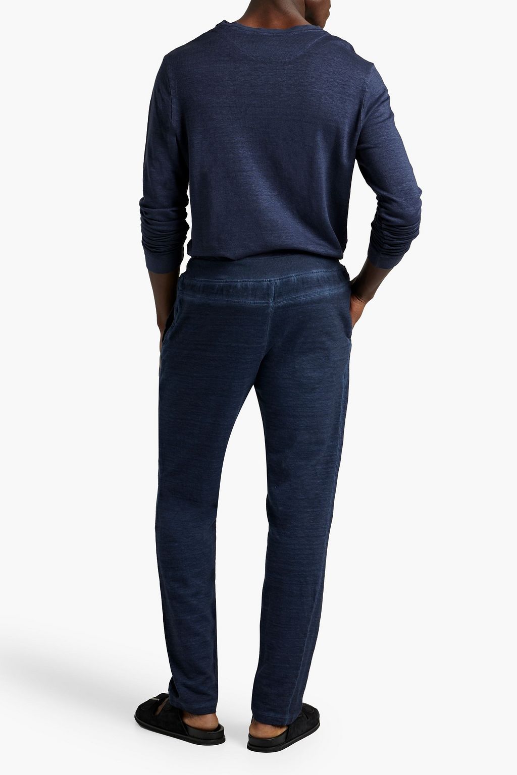 120% LINO Mélange linen and cotton-blend French terry drawstring sweatpants