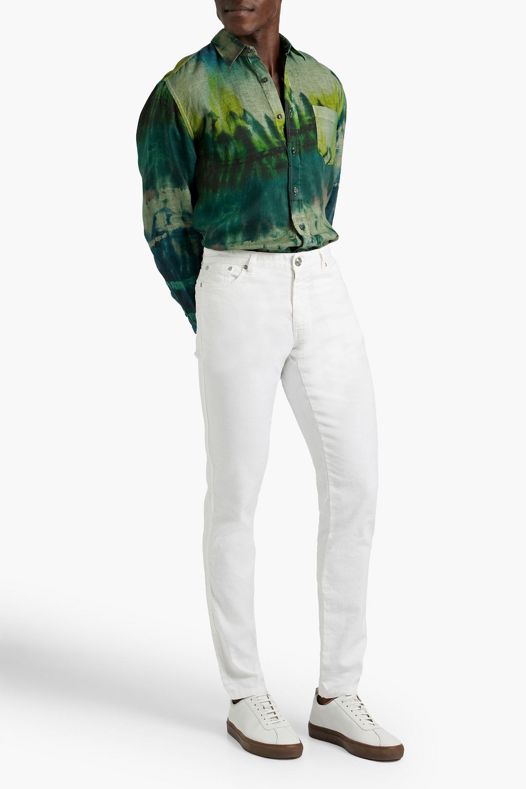 120% LINO Slim-fit linen-blend pants