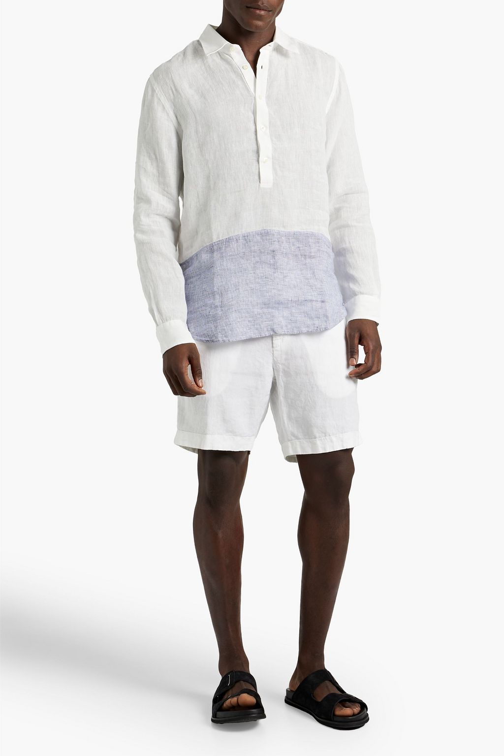 120% LINO Two-tone linen shirt