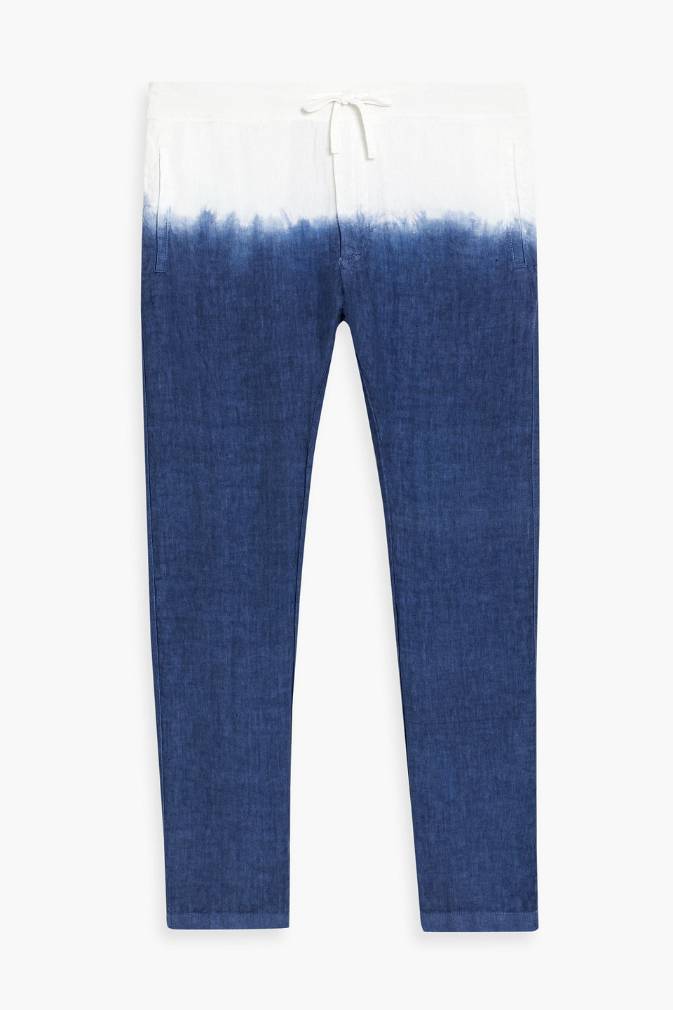 120% Lino Dip-dyed Linen Drawstring Sweatpants In Navy