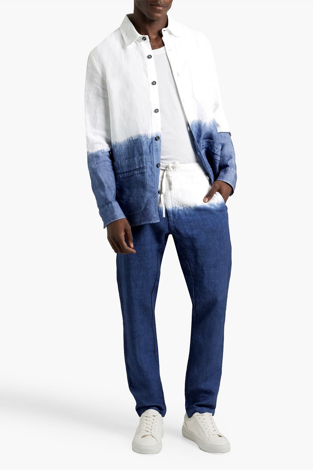 120% LINO Dip-dyed linen and cotton-blend drawstring pants