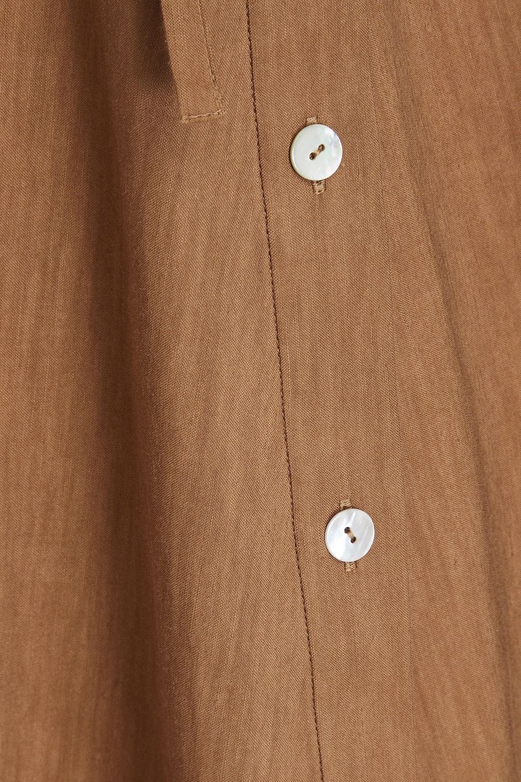 VINCE. Belted linen-blend mini shirt dress