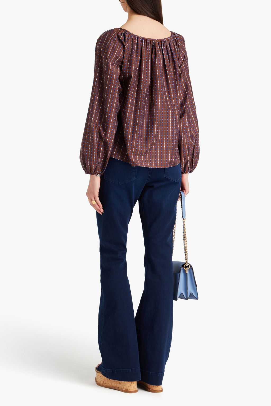 TORY BURCH Printed cotton and silk-blend top