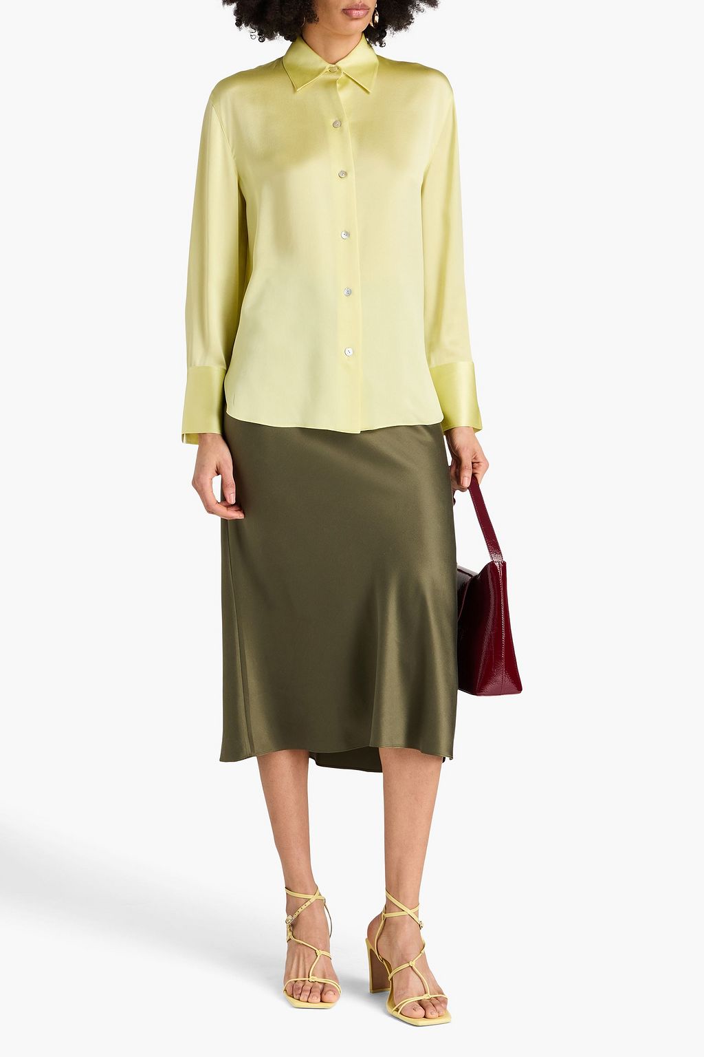 VINCE. Silk-satin crepe shirt