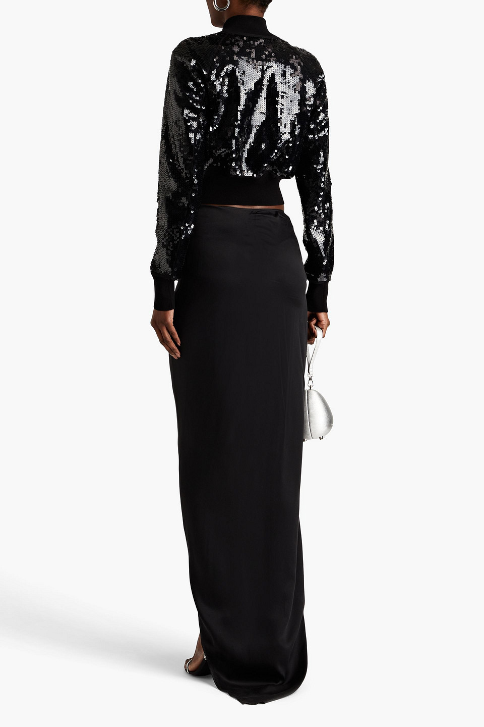 Rick Owens Draped Satin Maxi Skirt In Black