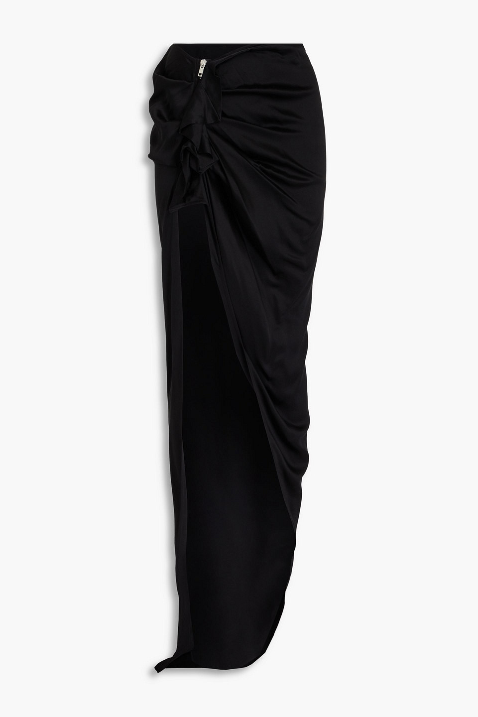 Rick Owens Draped Satin Maxi Skirt In Black