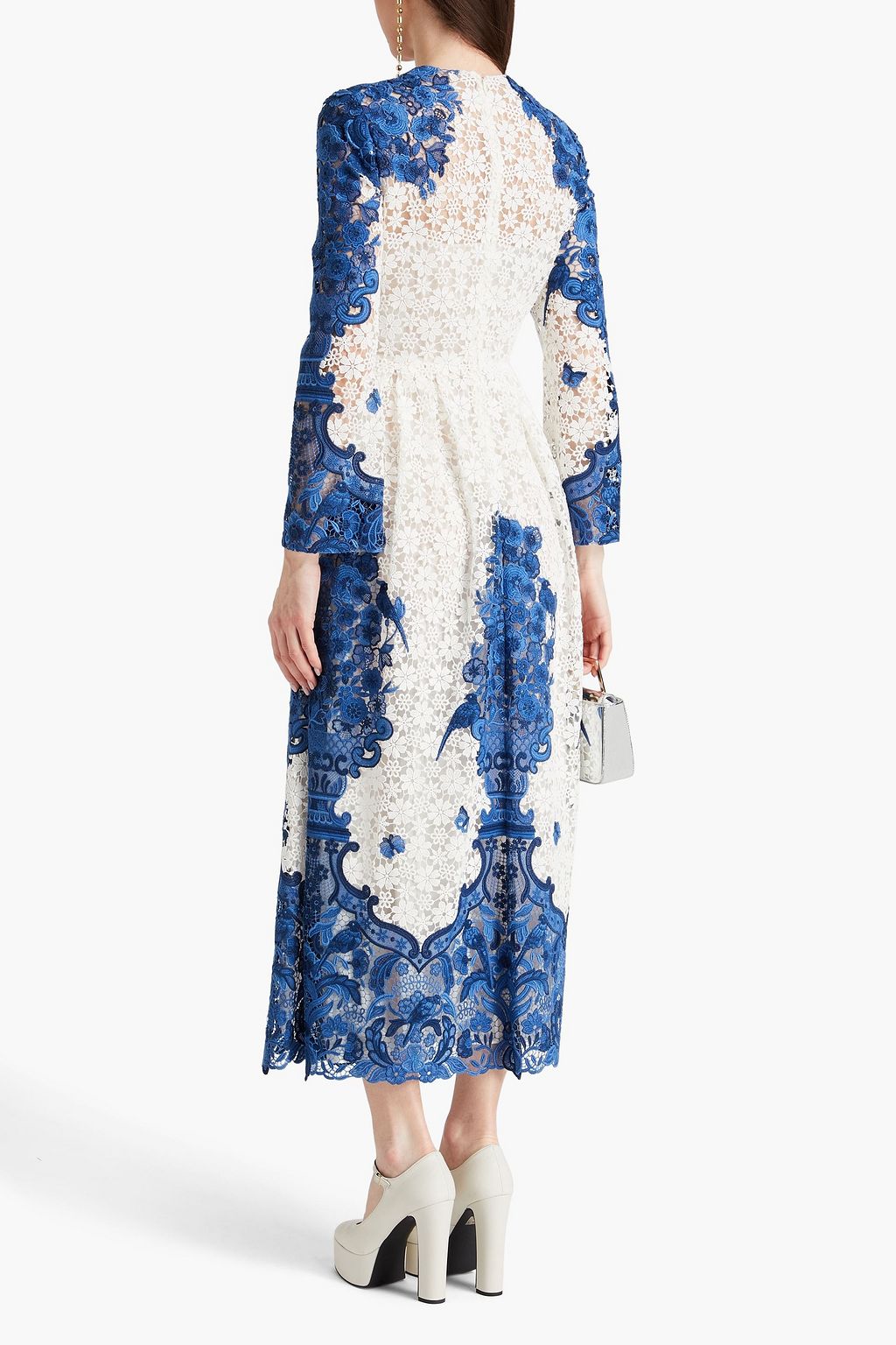 VALENTINO GARAVANI Midikleid aus Guipure-Spitze aus einer Baumwollmischung