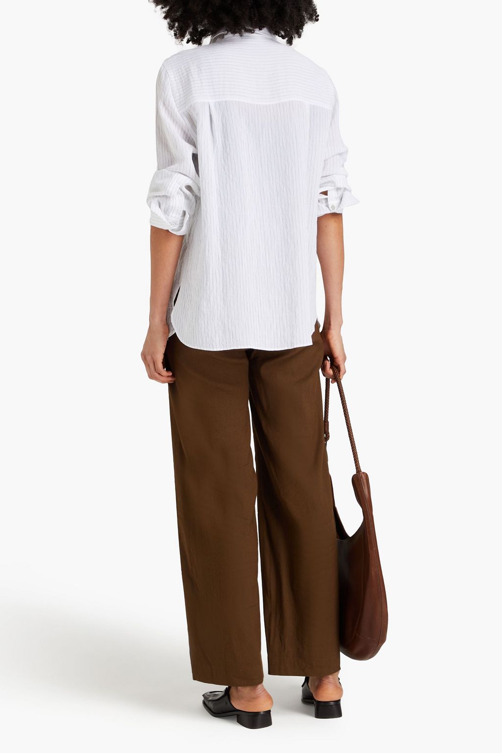 VINCE. Pinstriped crepon shirt