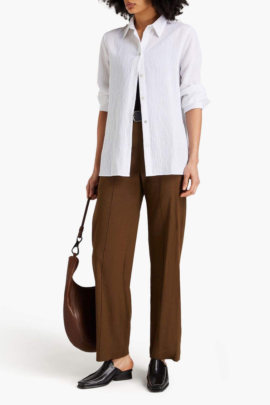 VINCE. Pinstriped crepon shirt