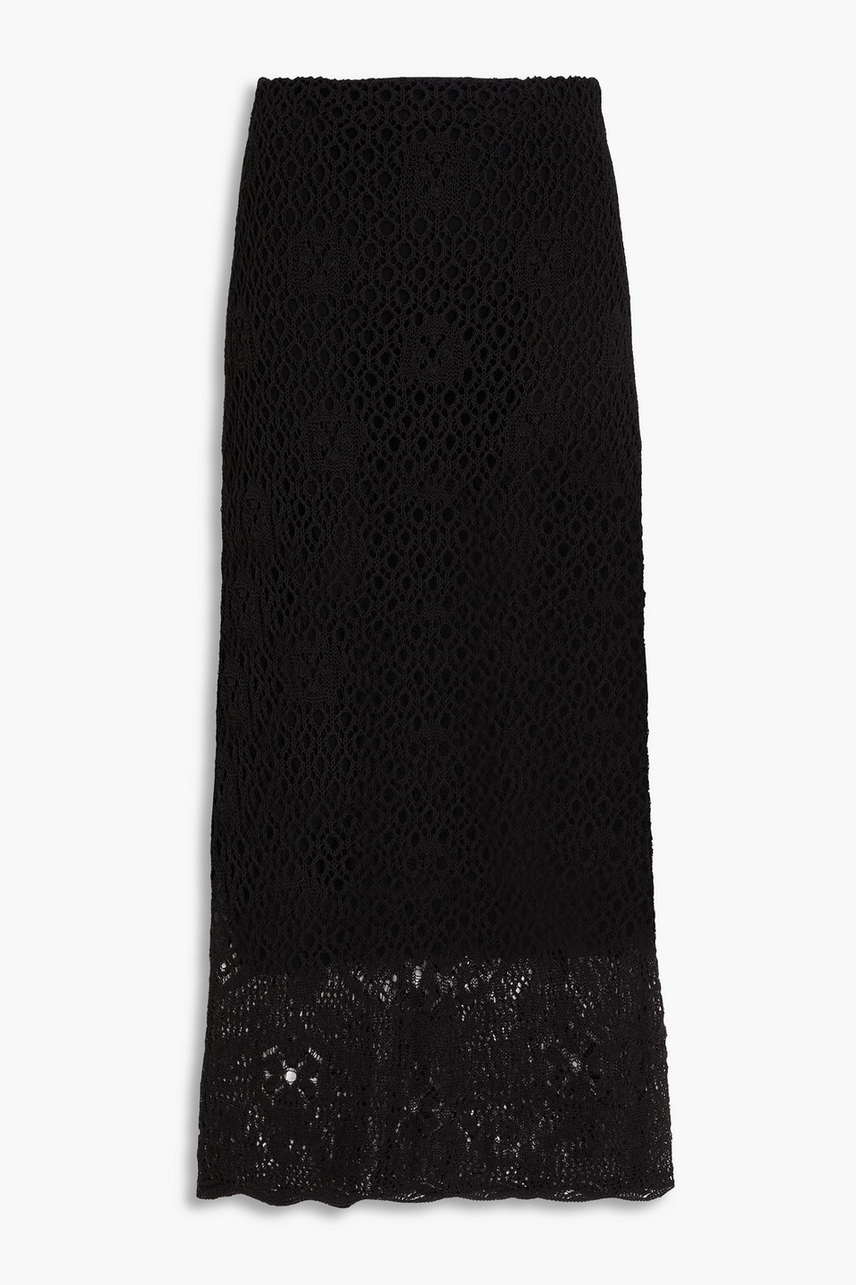 Vince. - Crochet-knit cotton-blend midi skirt - Black - L