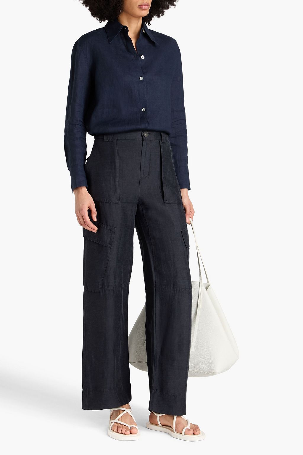 VINCE. Linen-blend cargo pants