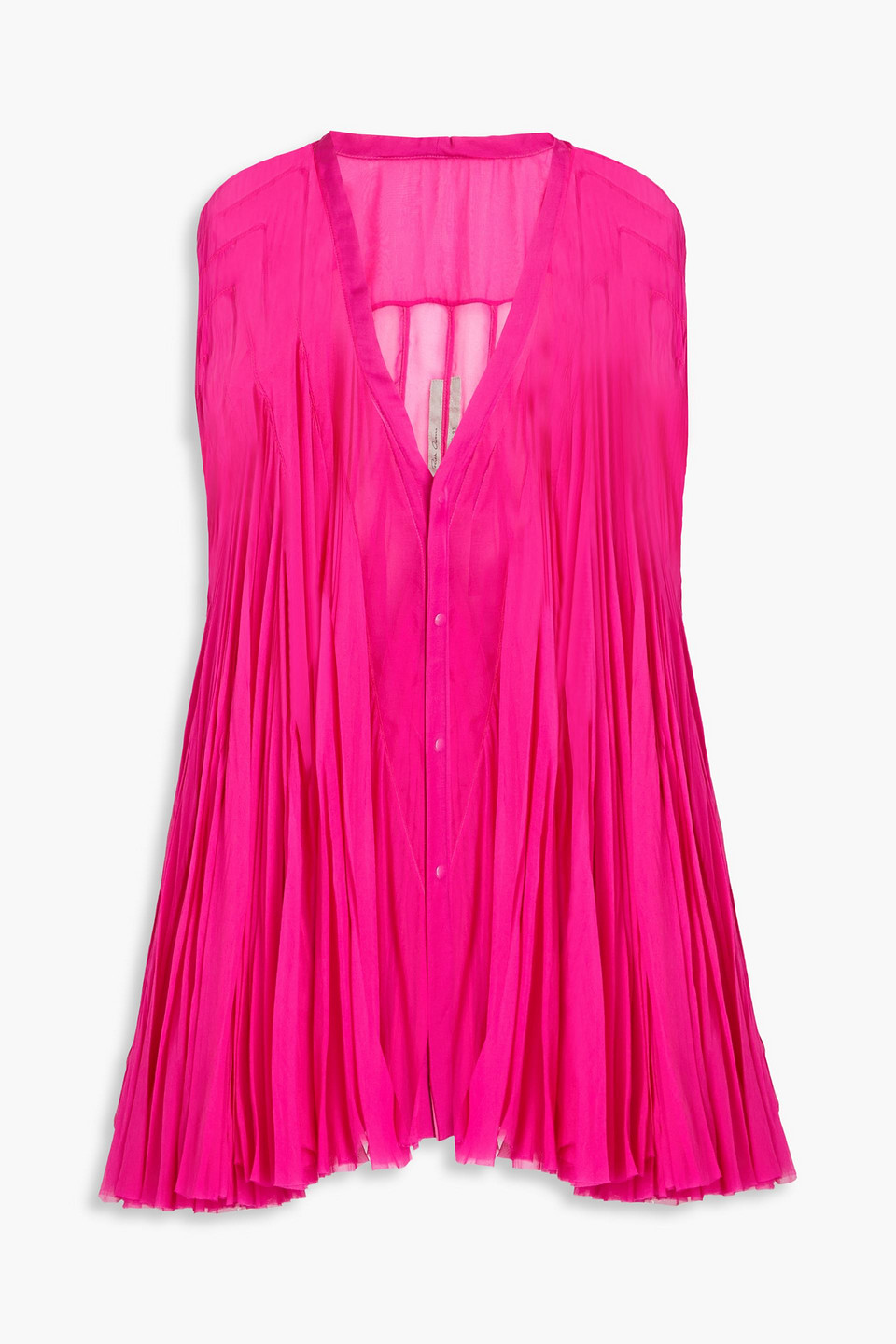 Rick Owens Fluted Silk-chiffon Waistcoat In Fuchsia