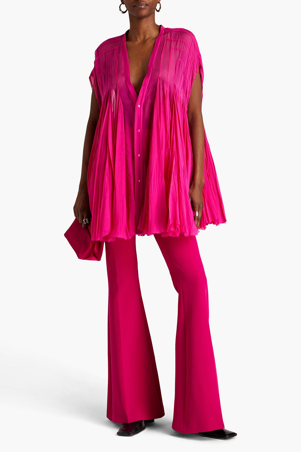 RICK OWENS FLUTED SILK-CHIFFON VEST