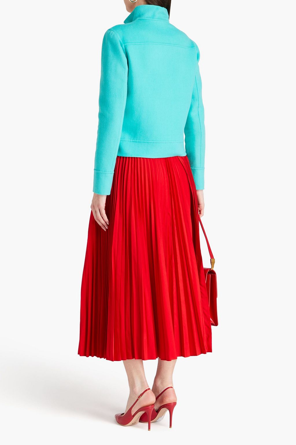 VALENTINO GARAVANI Pleated cotton-blend poplin midi skirt
