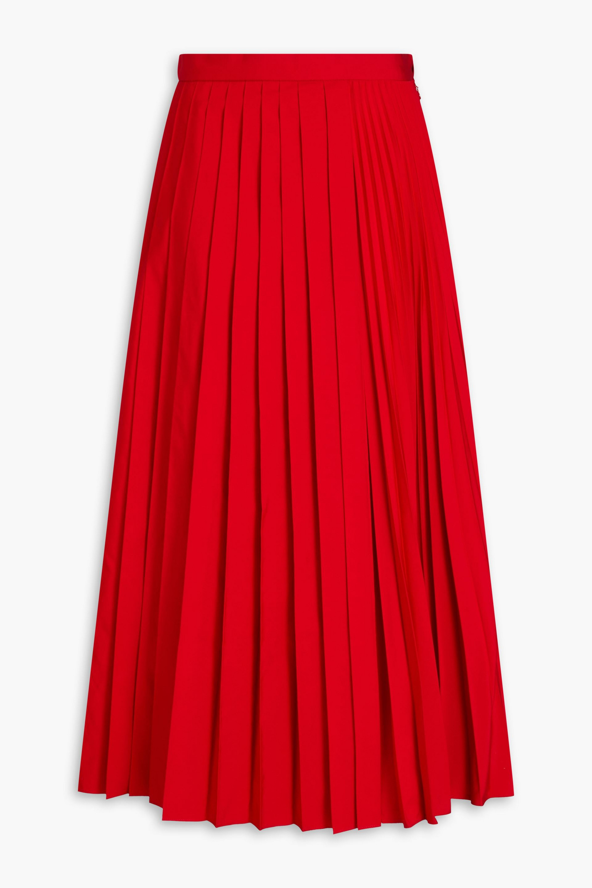 Valentino Garavani Pleated cotton-blend poplin midi skirt