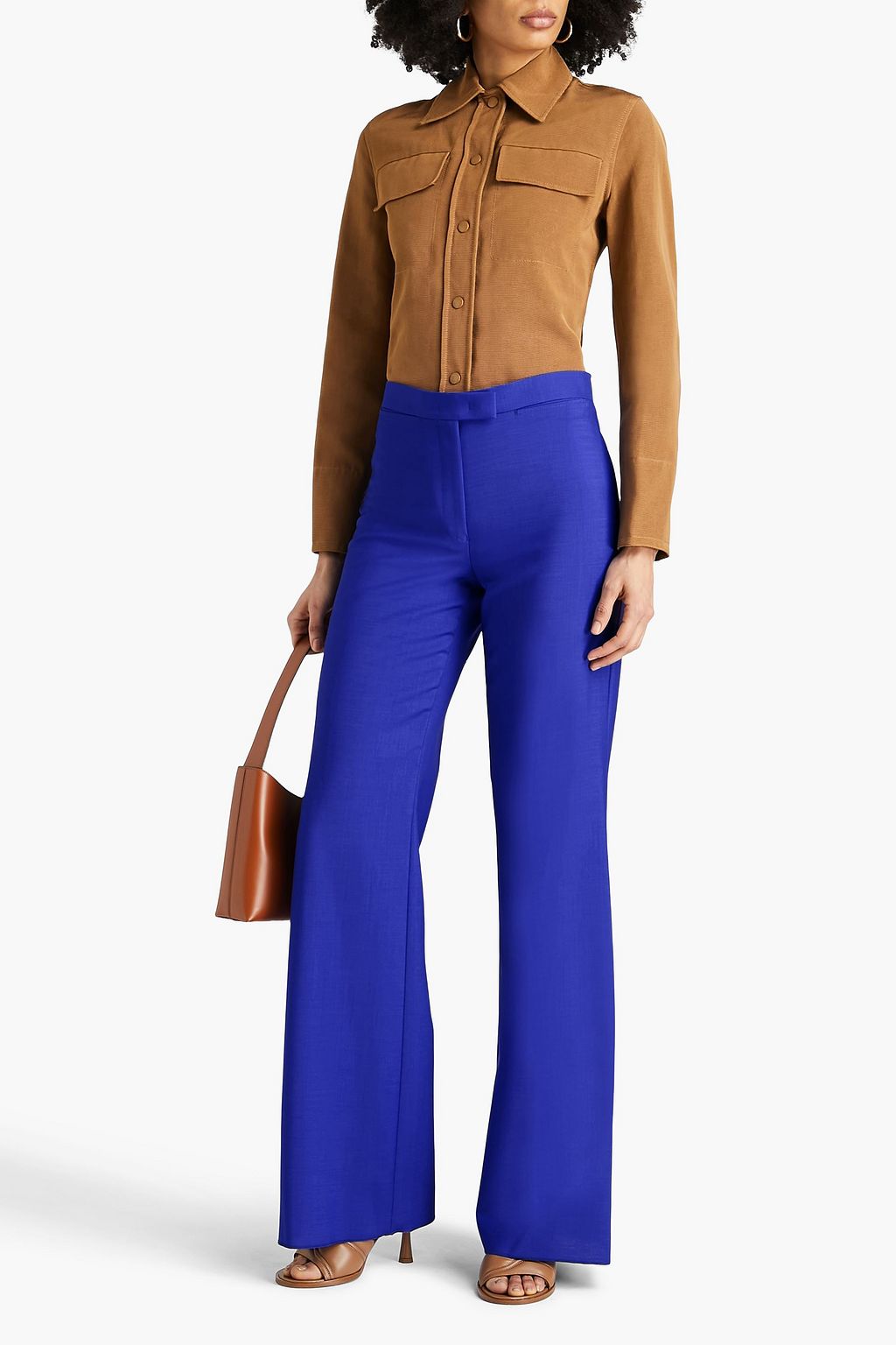 FERRAGAMO Hose mit weitem Bein aus einer Woll-Mohairmischung