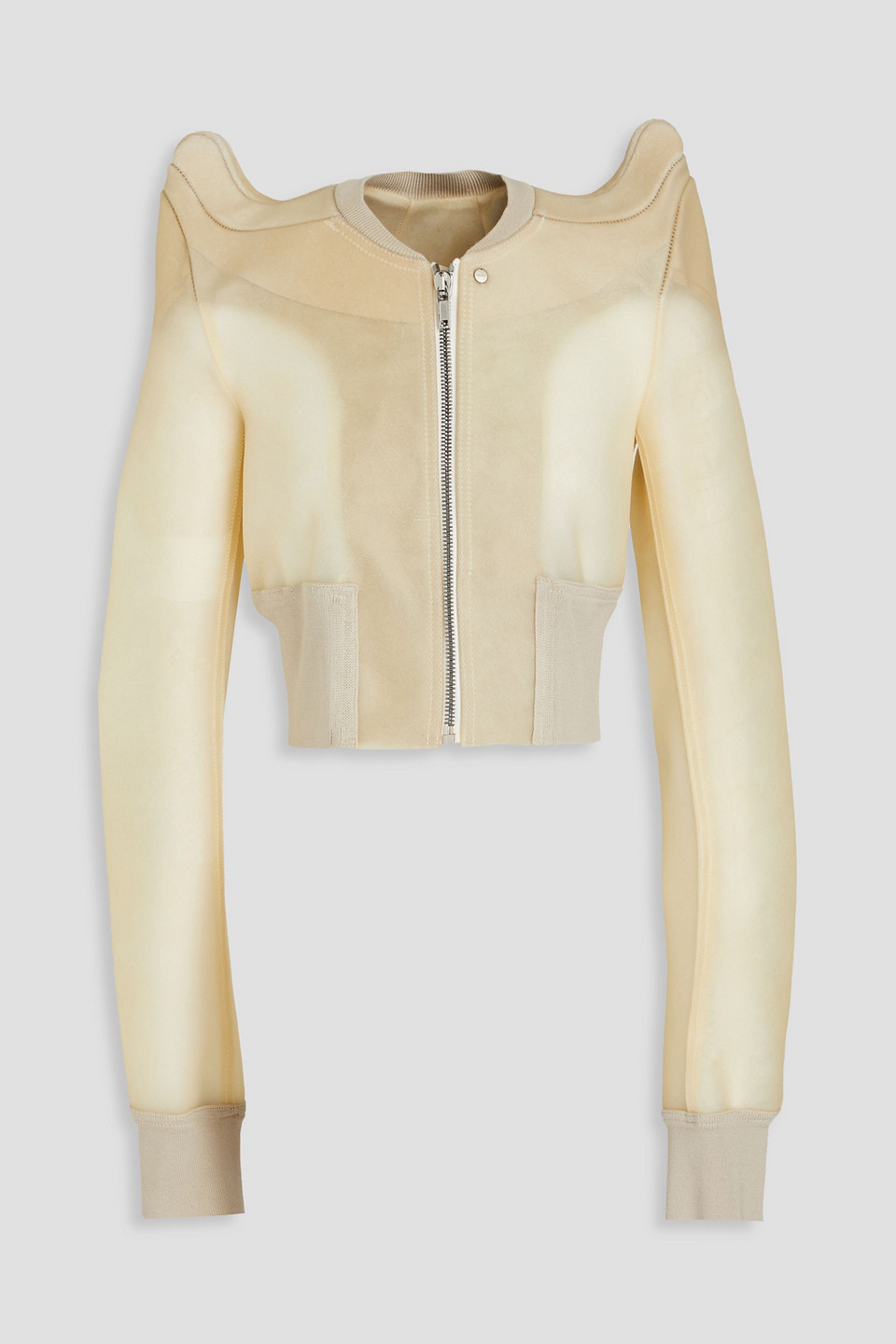 Rick Owens Cropped Leather Bomber Jacket In Neutral