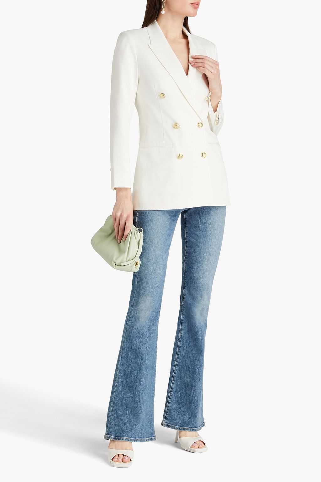 DEREK LAM 10 CROSBY 더블 브레스티드 코튼 혼방 트윌 블레이저
