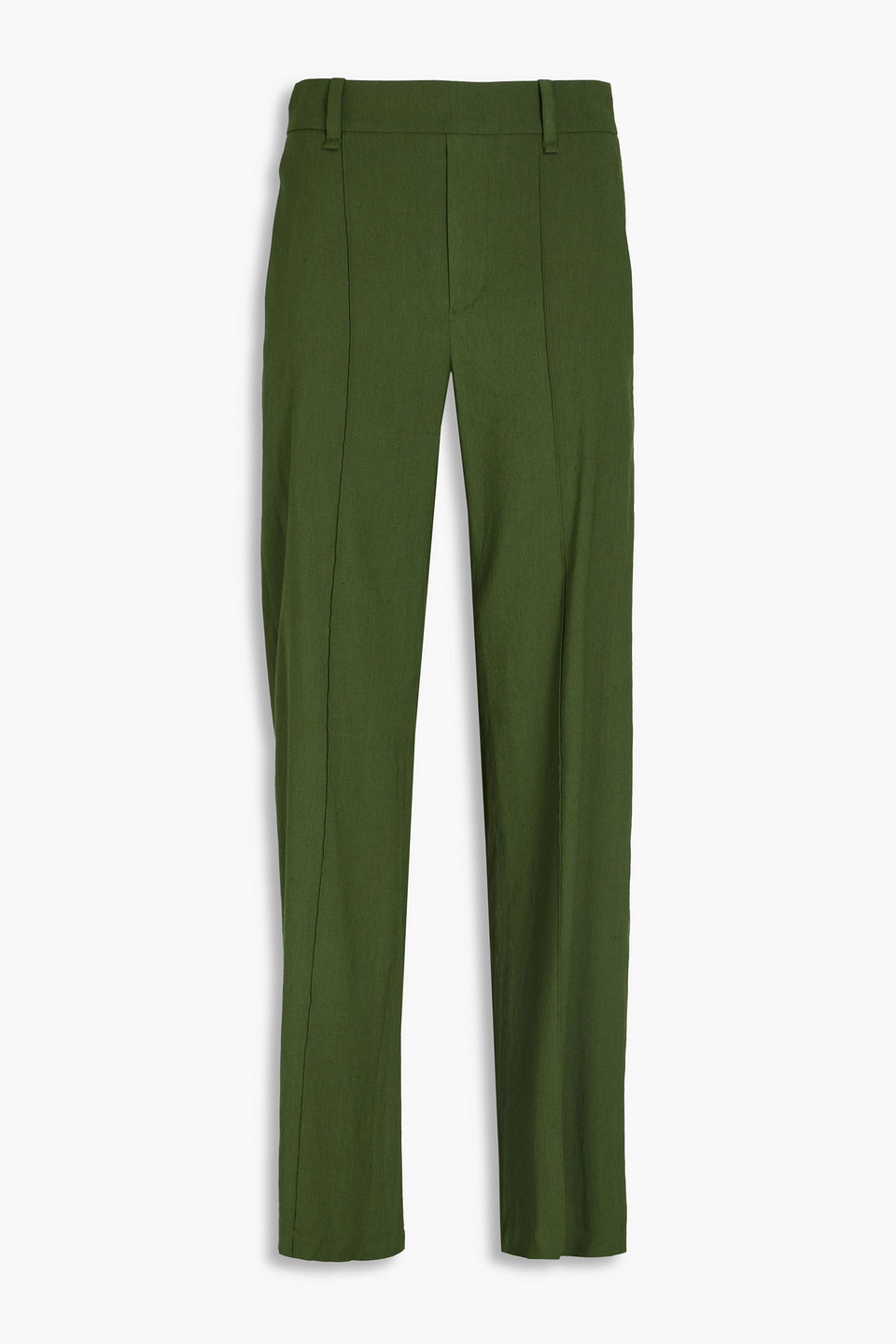 Vince Linen-blend Straight-leg Trousers In Green