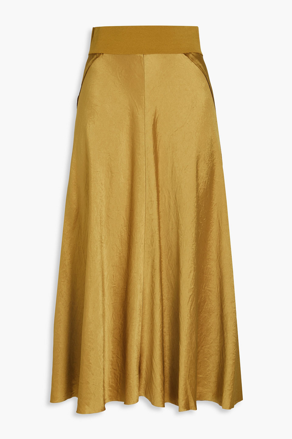 Vince Satin-crepe Midi Skirt In Gold