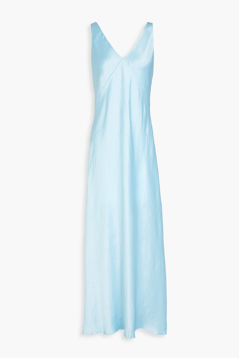 Vince Crinkled-satin Maxi Dress In Light Blue