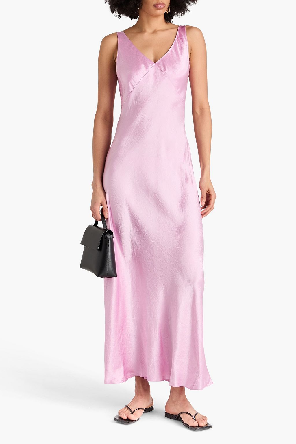 VINCE. Crinkled-satin maxi dress