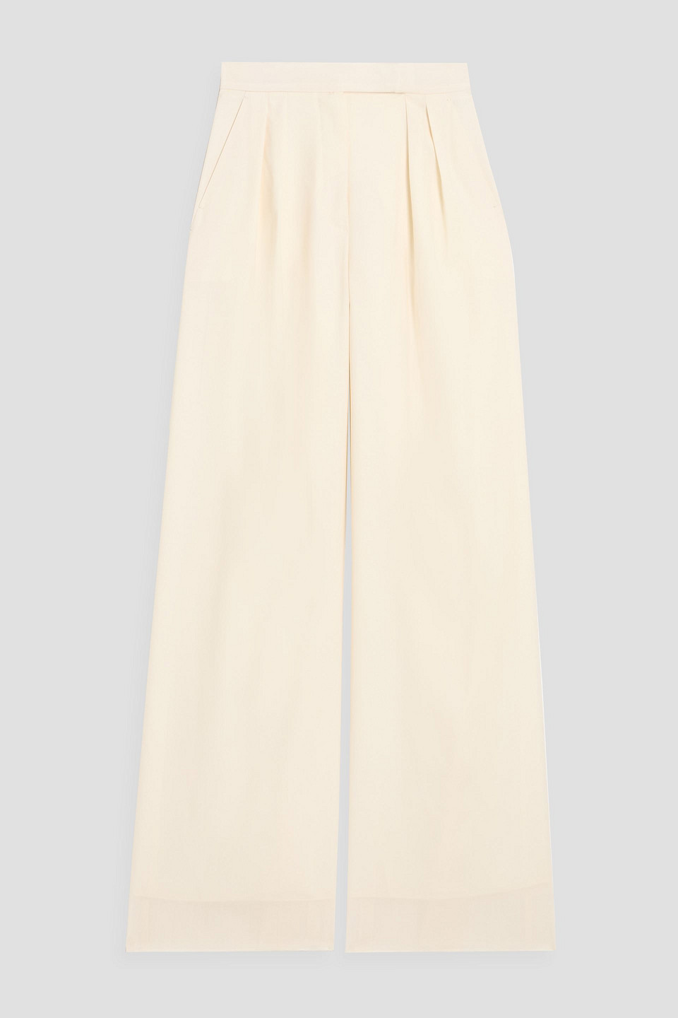 Max Mara Piombo Wool-crepe Wide-leg Pants In Neutral