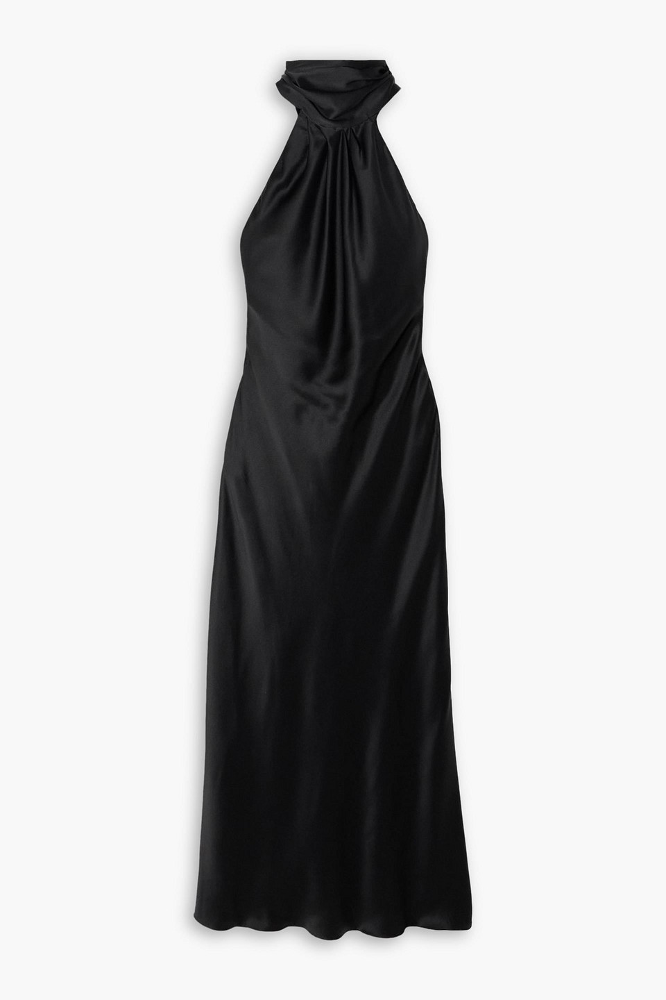 max mara - moli open-back draped silk-satin halterneck midi dress - black - it 40