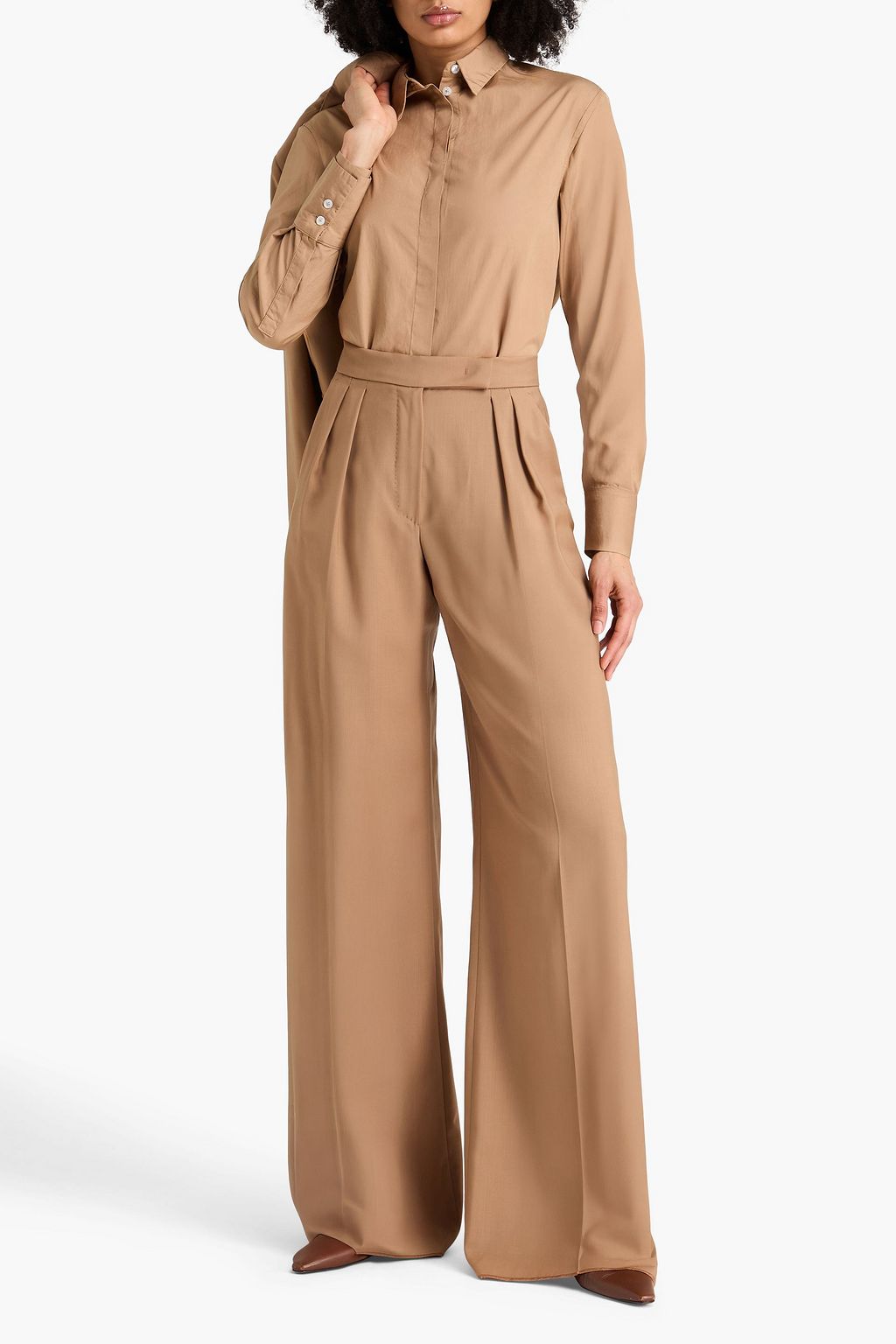MAX MARA Rimini Hose mit weitem Bein aus Wolle mit Falten