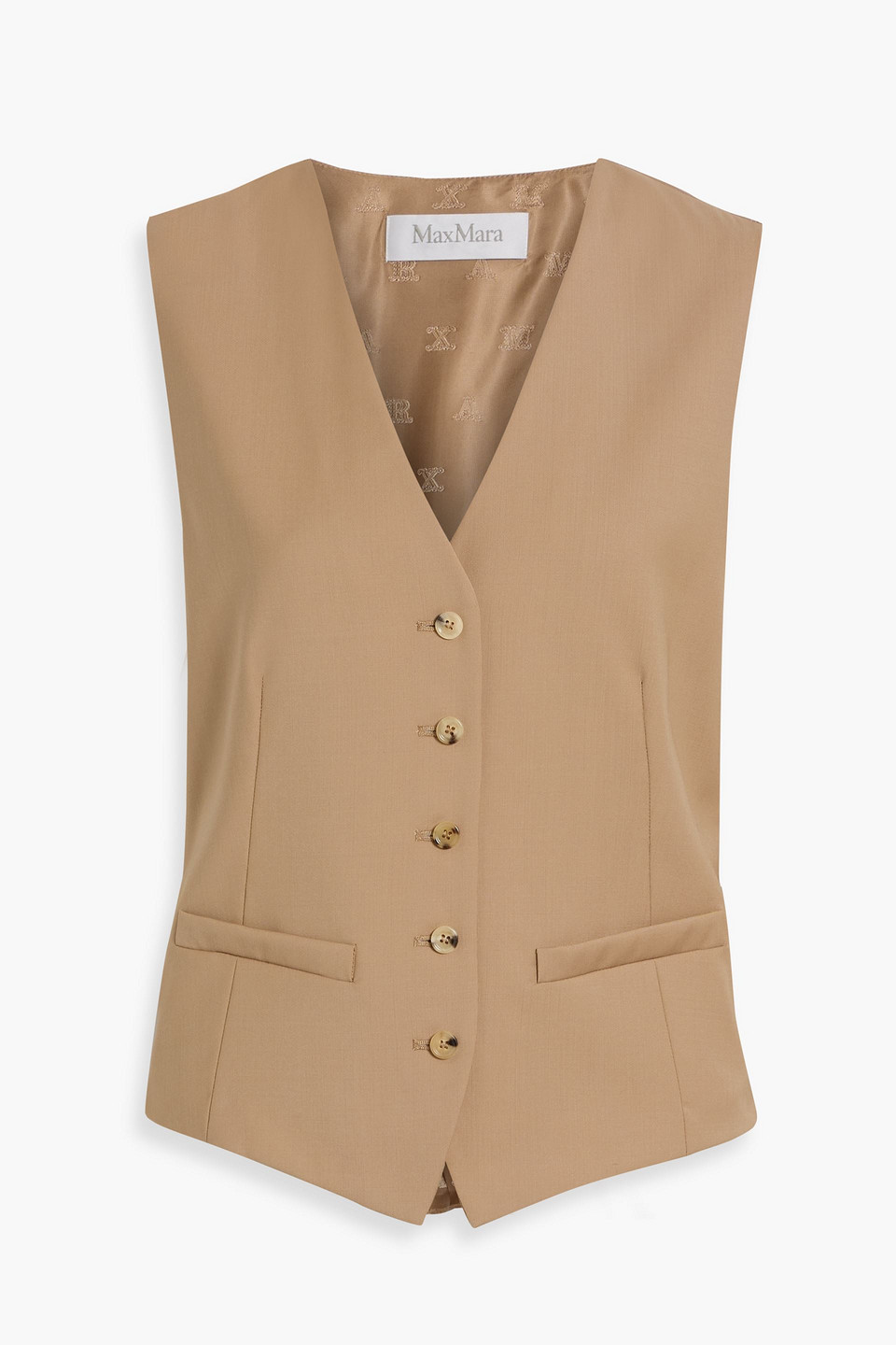 Max Mara Zuai Wool And Satin-jacquard Vest In Brown