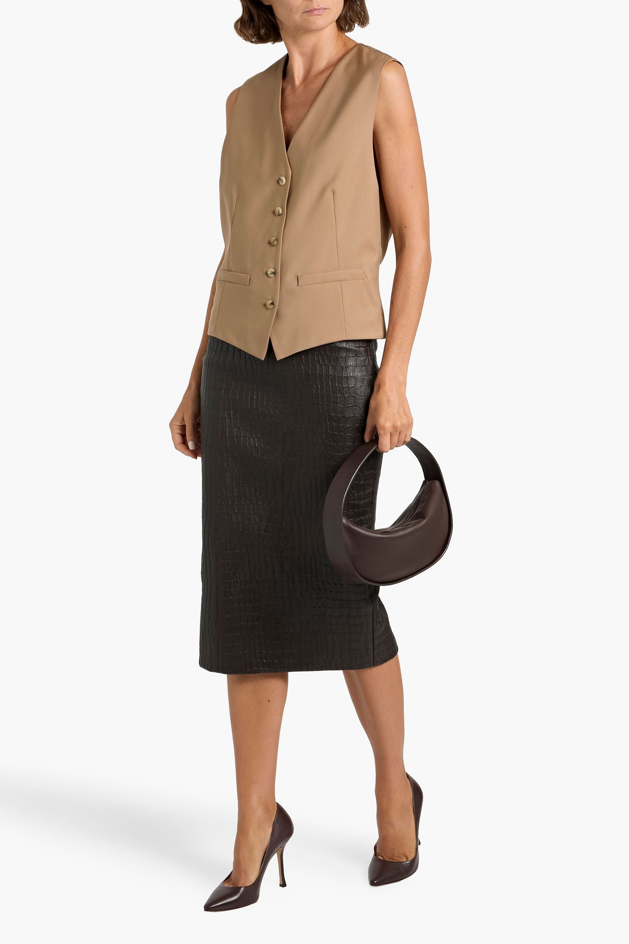 Max Mara Zuai wool and satin-jacquard vest