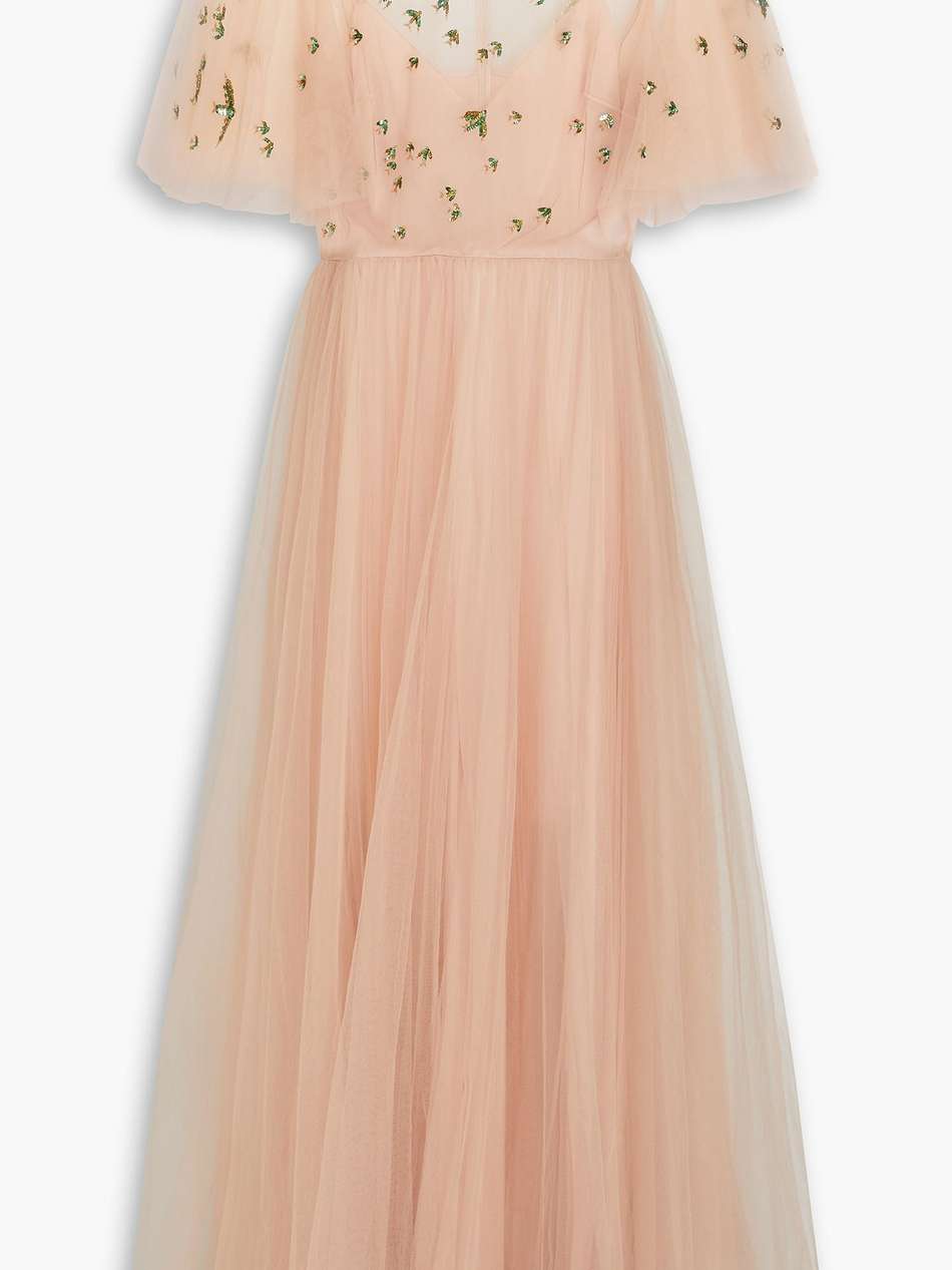 embellished tulle maxi dress